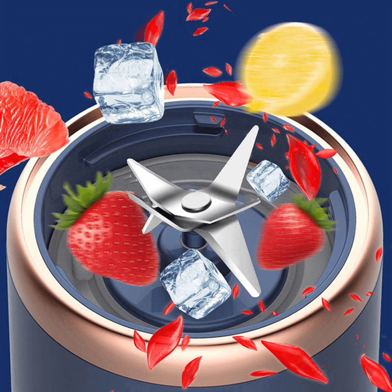 Bärbar Mini Elektrisk Juicepress - 300ml Fruktmixer med 6 Blad | USB-Uppladdningsbar Smoothiemaskin för Resor, Sport & Kontor