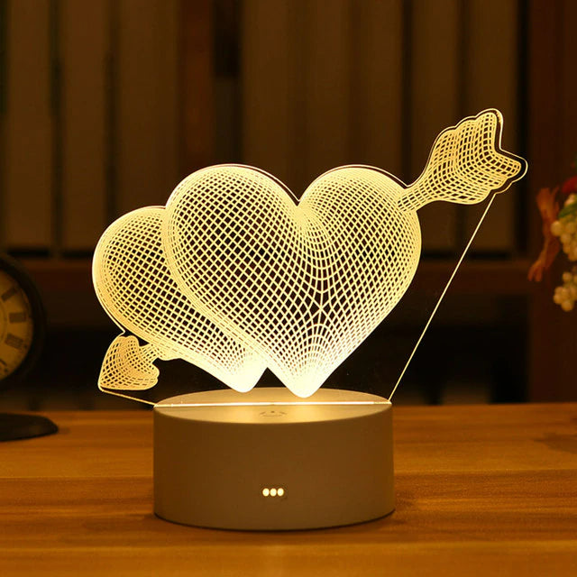 3D LED Nattlampa - Akrylplatta Bordslampa Figurer USB Lasergraverad