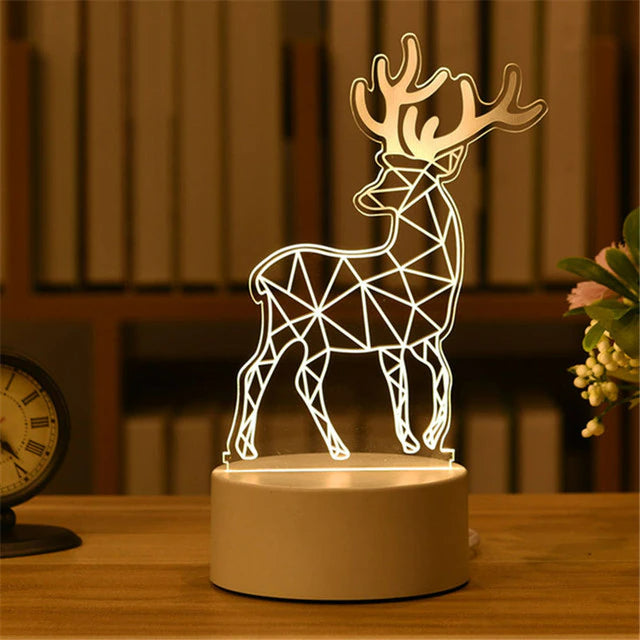 3D LED Nattlampa - Akrylplatta Bordslampa Figurer USB Lasergraverad