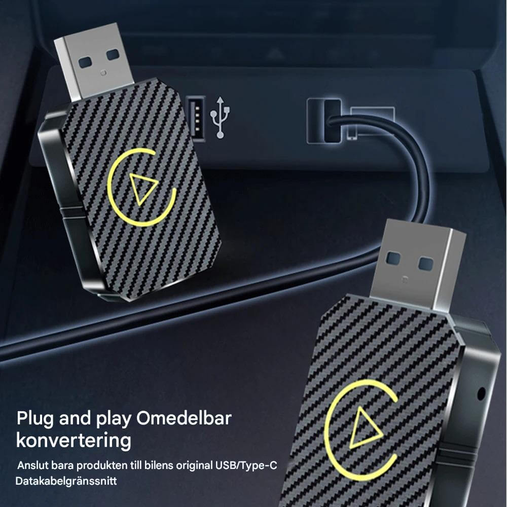CarloBox – Trådlös CarPlay & Android Auto Adapter | Enkel Plug & Play för en Sladdfri Bilupplevelse