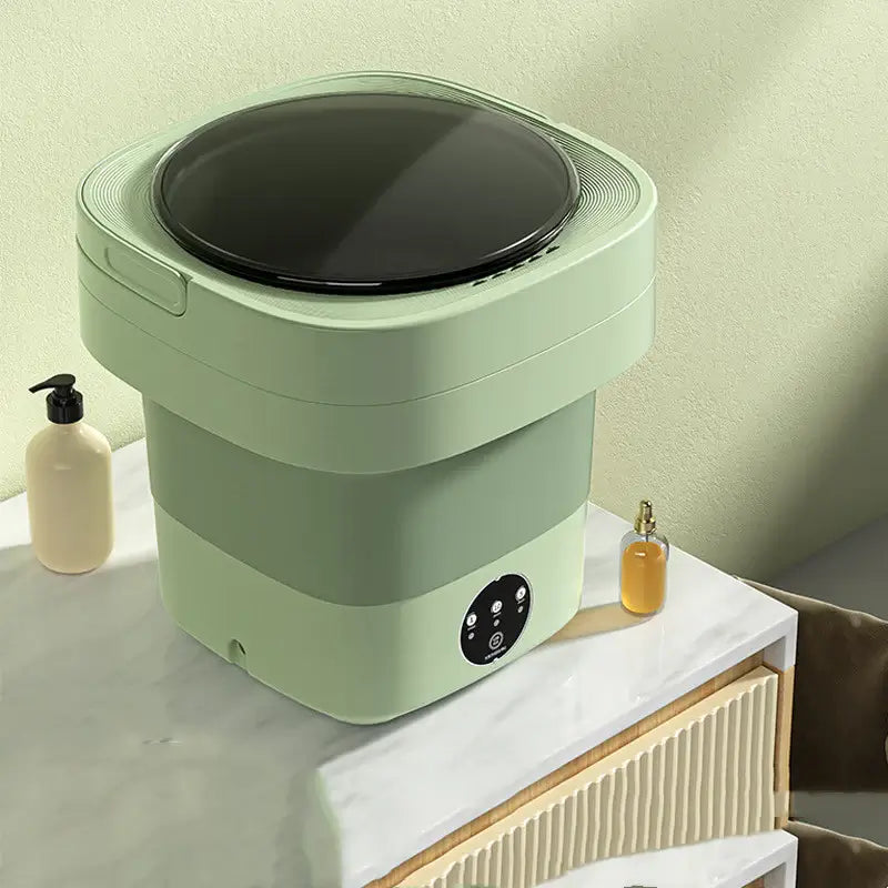 Bärbar och Hopfällbar Mini Tvättmaskin - Perfekt för Resor och Små Utrymmen