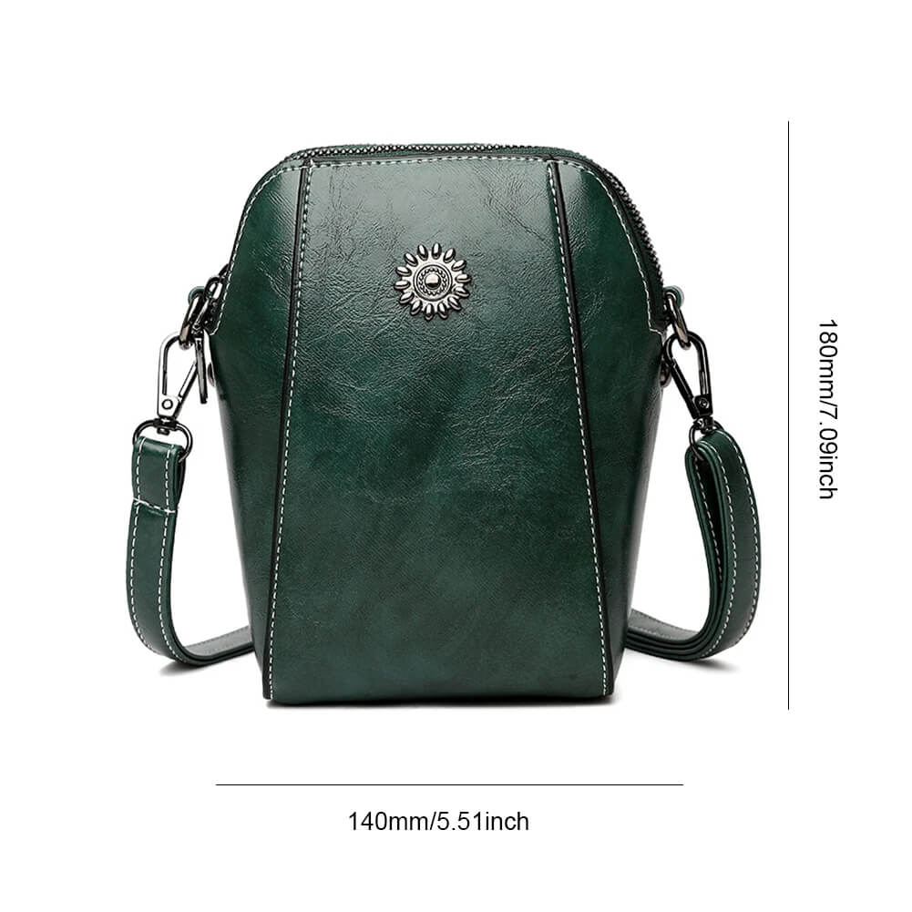 Retro Crossbody Läderväska för Kvinnor - Justerbar Axelrem, Lättförvarad och Stilren