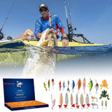 Fiske Adventskalender 2024 - 24 Dagars Julnedräkning med Premium Fiskebeten, Perfekt Present för Passionerade Fiskare